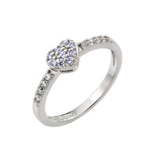 Load image into Gallery viewer, Sterling Silver Rhodium Plated Clear Inlay CZ June Birthstone Heart Ring