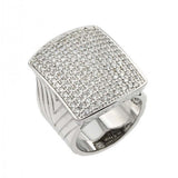 Sterling Silver Rhodium Plated Micro Pave Clear CZ Square Ring