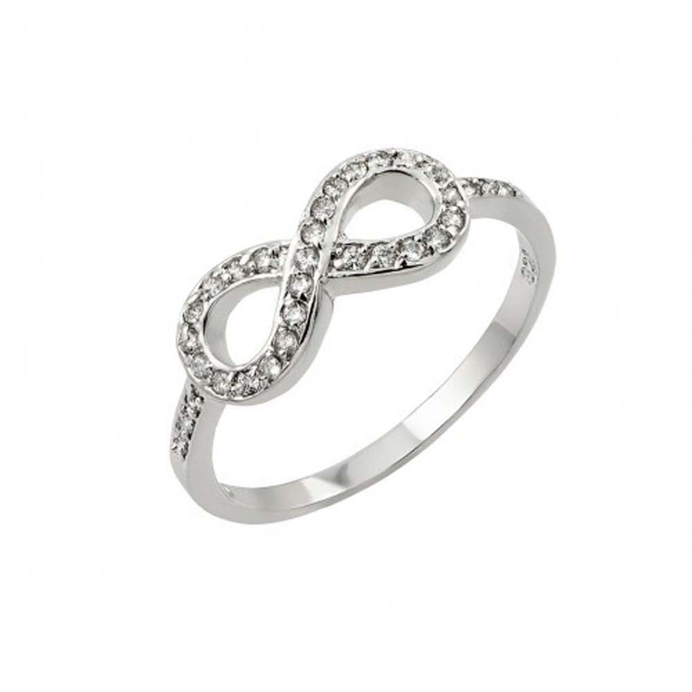 Sterling Silver Rhodium Plated Cross Shaped Ring With CZ Stones