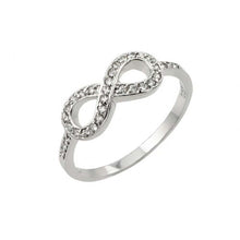 Load image into Gallery viewer, Sterling Silver Rhodium Plated Cross Shaped Ring With CZ Stones