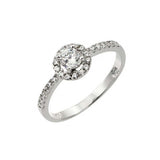 Sterling Silver Rhodium Plated Clear Round CZ  Bridal Ring