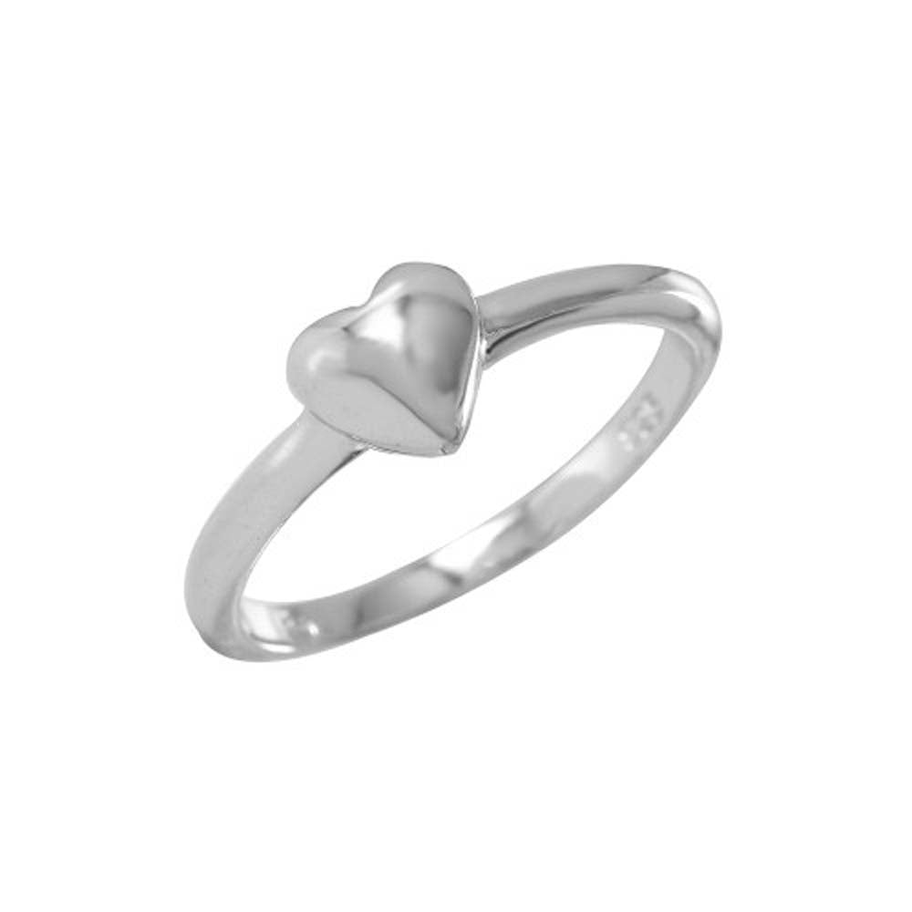 Sterling Silver Rhodium Plated Heart Plain Ring