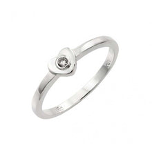 Load image into Gallery viewer, Sterling Silver Rhodium Plated Single Clear CZ Heart Ring