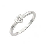 Sterling Silver Rhodium Plated Single Clear CZ Heart Ring