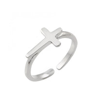 Load image into Gallery viewer, Sterling Silver Rhodium Plated Mini Cross Toe Ring