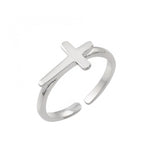 Sterling Silver Rhodium Plated Mini Cross Toe Ring