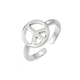 Sterling Silver Rhodium Plated Peace Toe Ring