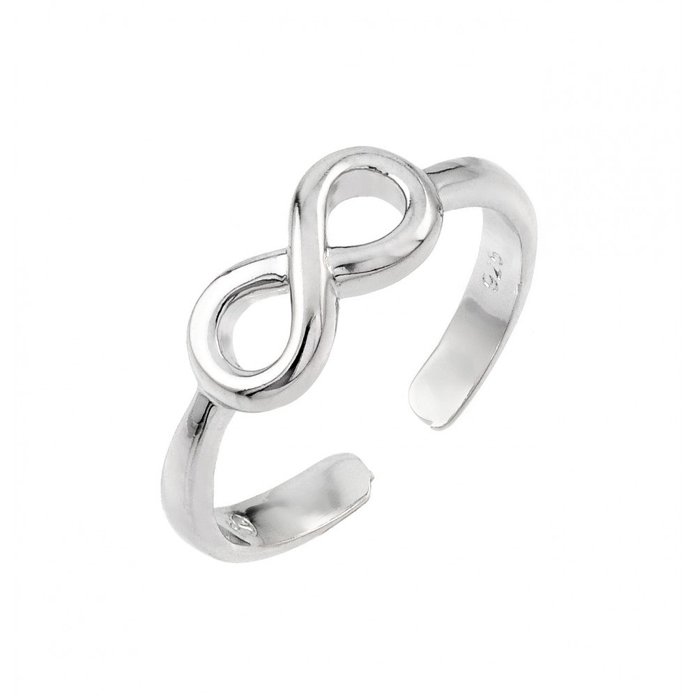 Sterling Silver Rhodium Plated Infinity Toe Ring