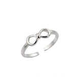 Sterling Silver Rhodium Plated Mini Bow Toe Ring