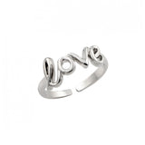 Sterling Silver Rhodium Plated Love Toe Ring