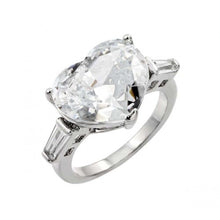 Load image into Gallery viewer, Sterling Silver Rhodium Plated Larger Heart Shaped Ring With CZ Stones