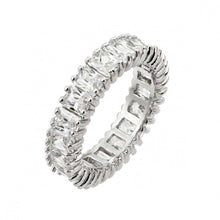 Load image into Gallery viewer, Sterling Silver Rhodium Plated Clear Rectangular CZ Eternity Ring