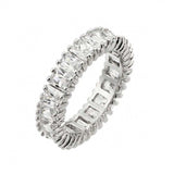 Sterling Silver Rhodium Plated Clear Rectangular CZ Eternity Ring