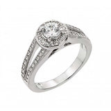 Sterling Silver Rhodium plated Clear Round CZ Bridal Engagement Ring