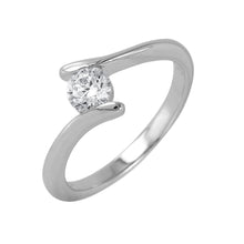 Load image into Gallery viewer, Sterling Silver Rhodium Plated Single CZ Plain Ring