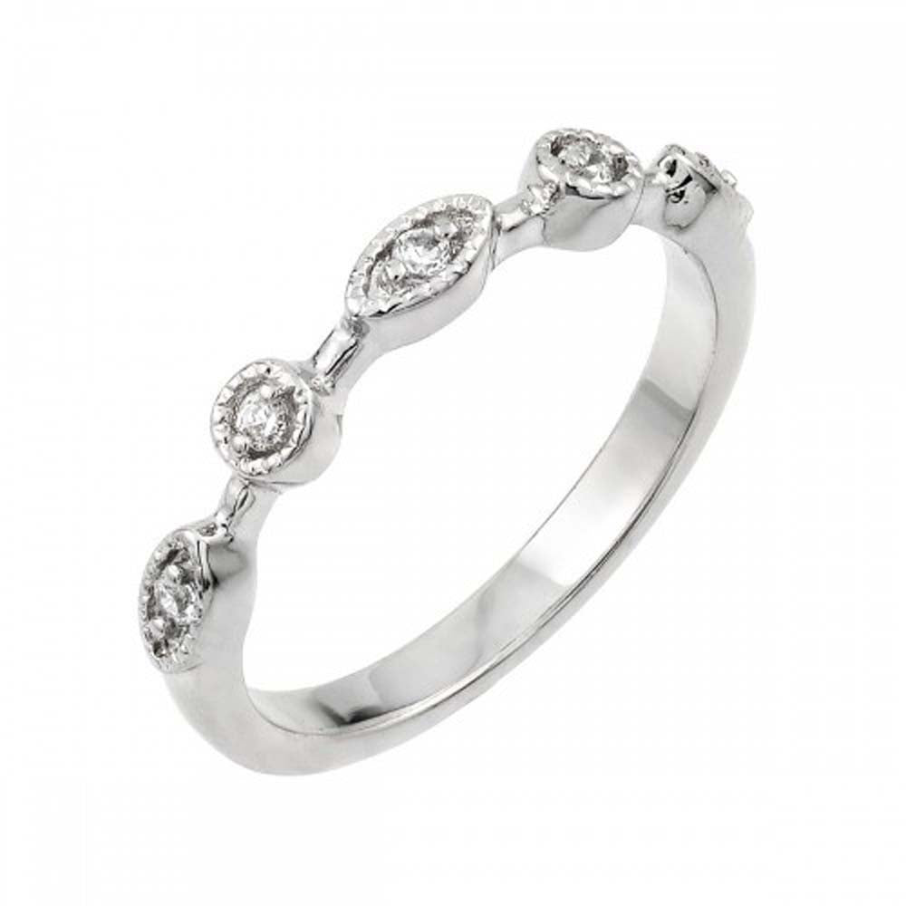 Sterling Silver Rhodium Plated Multi Shaped Clear CZ Ring