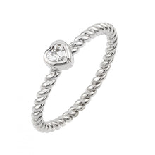 Load image into Gallery viewer, Sterling Silver Rhodium Plated Rope CZ Ring