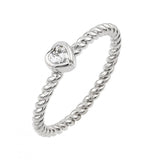 Sterling Silver Rhodium Plated Rope CZ Ring