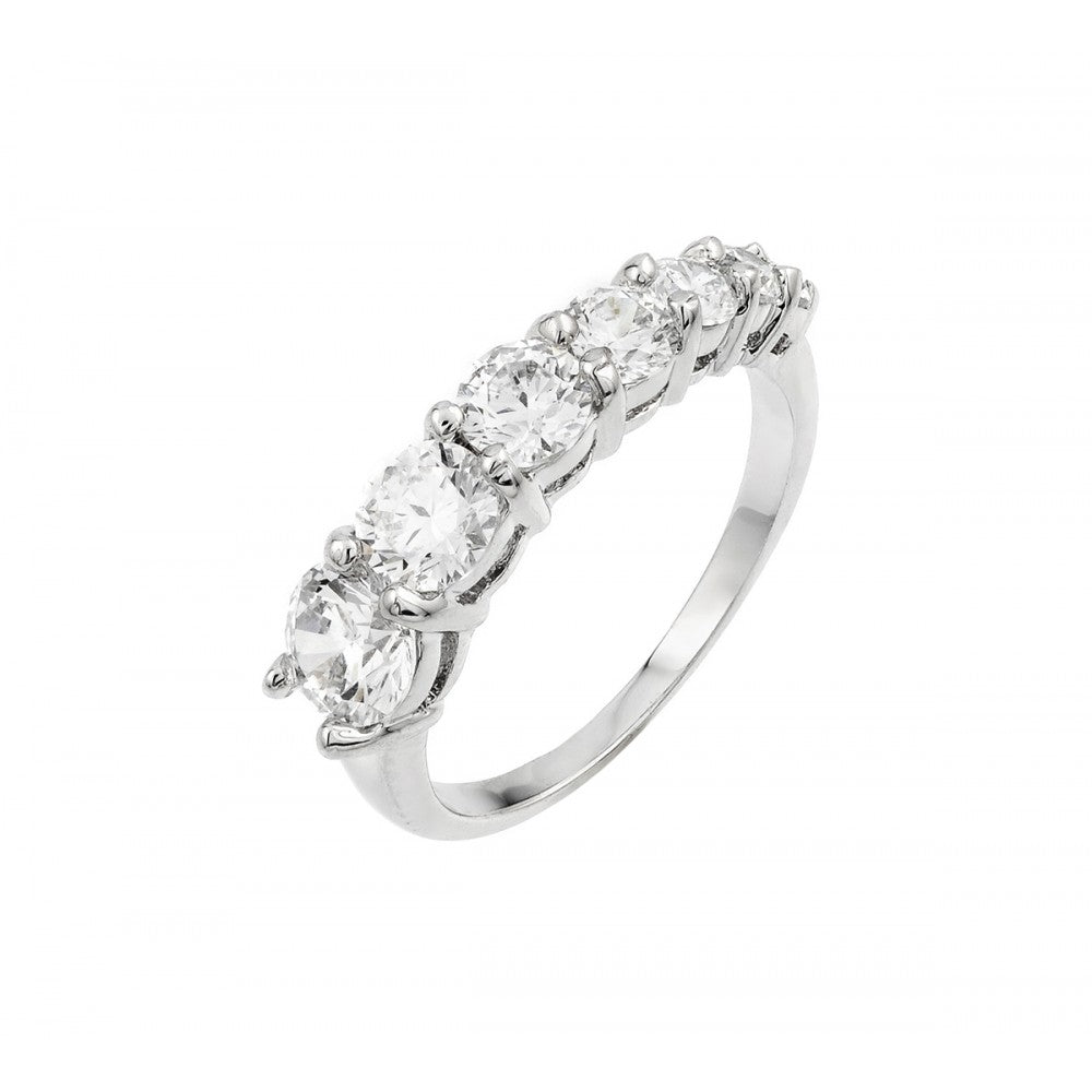 Sterling Silver Rhodium Plated Graduated CZ Ring