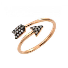 Load image into Gallery viewer, Sterling Silver Nickel Free Black Rhodium And Gold Plated Two Tones Arrow Shaped Ladies Ring With CZ StonesAnd Width 1mm