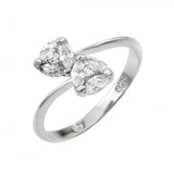 Sterling Silver Rhodium Plated Twin CZ Ring