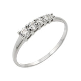 Sterling Silver Rhodium Plated 5 Stone Set Clear CZ Graduating Ring