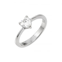 Load image into Gallery viewer, Sterling Silver Rhodium Plated Clear CZ Solitaire Ring