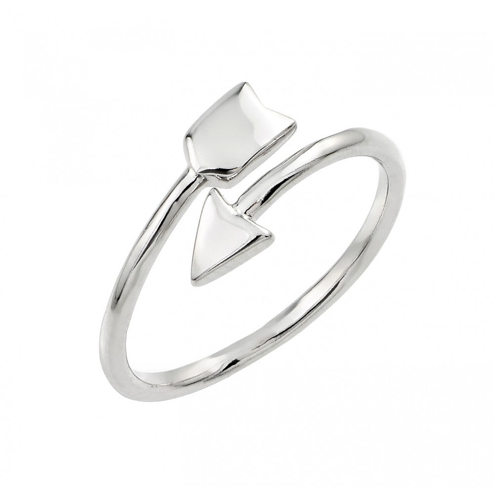 Sterling Silver Rhodium Plated Arrow Ring