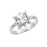 Sterling Silver Rhodium Plated Clear Princess Cut and Round CZ Bridal Ring