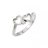 Sterling Silver Rhodium Plated Clear CZ Open Heart Ring