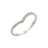 Sterling Silver Rhodium Plated Clear Inlay CZ Chevron Ring