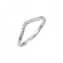 Load image into Gallery viewer, Sterling Silver Rhodium Plated Clear CZ Chevron Ring