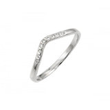 Sterling Silver Rhodium Plated Clear CZ Chevron Ring