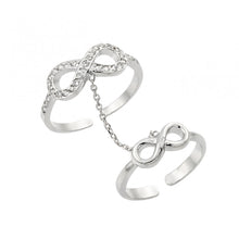 Load image into Gallery viewer, Sterling Silver Rhodium Plated Clear CZ Infinity Knuckle Slave Ring