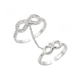 Sterling Silver Rhodium Plated Clear CZ Infinity Knuckle Slave Ring