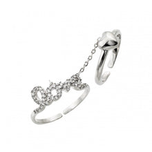 Load image into Gallery viewer, Sterling Silver Rhodium Plated Clear CZ Love Heart Knuckle Slave Ring