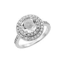 Load image into Gallery viewer, Sterling Silver Rhodium Plated Clear Center and Cluster CZ Ring