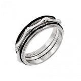 Sterling Silver Rhodium and Black Rhodium Plated 2 Toned Bone Eternity Ring