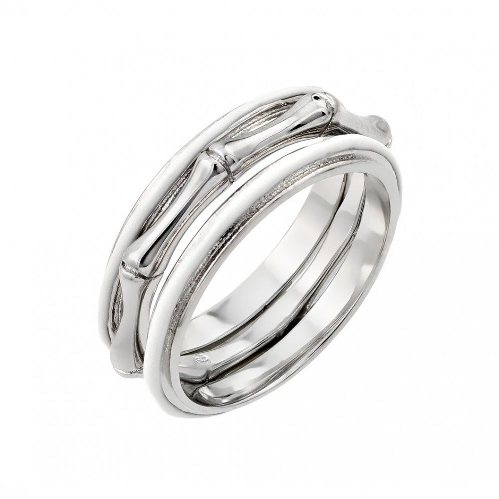 Sterling Silver Rhodium Plated Bone Eternity Ring