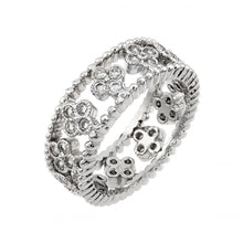 Load image into Gallery viewer, Sterling Silver Rhodium Plated Eternity Rope 4 CZ Cluster Ring