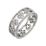 Sterling Silver Rhodium Plated Eternity Rope 4 CZ Cluster Ring