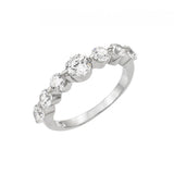 Sterling Silver Rhodium Plated Clear Round 7 Stone Set CZ Row Ring