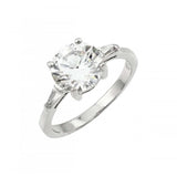 Sterling Silver Rhodium Plated Clear CZ Solitaire Ring