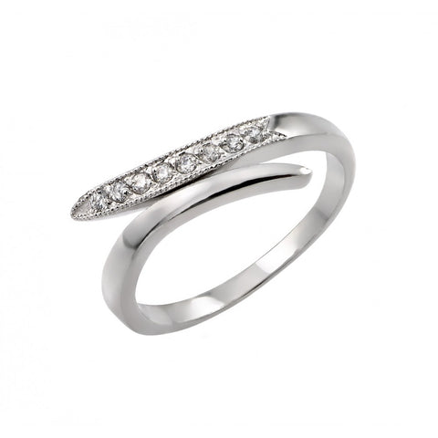 Sterling Silver Rhodium Plated CZ Split Ring
