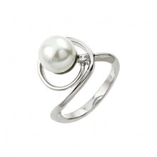Load image into Gallery viewer, Sterling Silver Rhodium Plated Loop Synthetic Pearl Ring