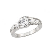 Load image into Gallery viewer, Sterling Silver Rhodium Plated Clear Round CZ Single Row Ring