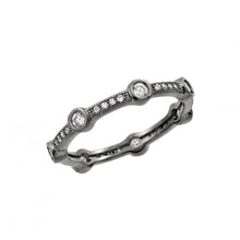 Load image into Gallery viewer, Sterling Silver Oxidized Rhodium Plated Round Clear CZ Eternity Ring