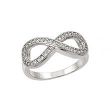 Load image into Gallery viewer, Sterling Silver Rhodium Plated Clear Pave Set CZ Infinity Ring