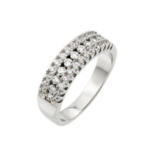 Load image into Gallery viewer, Sterling Silver Rhodium Plated Clear Pave Set CZ Half Ring
