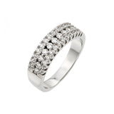 Sterling Silver Rhodium Plated Clear Pave Set CZ Half Ring
